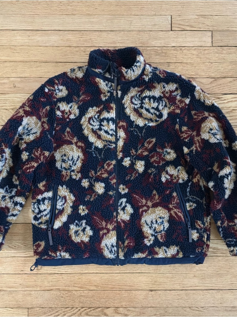 Kith Pinehurst Sherpa Navy and Cream Floral Teddy Jacket Unisex